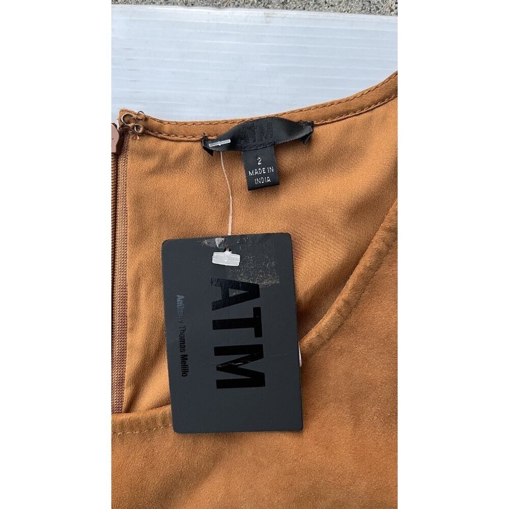ATM Anthony Thomas Melillo Suede V-Neck Sleeveless Brown Mini Dress Size 2 - Picture 5 of 16